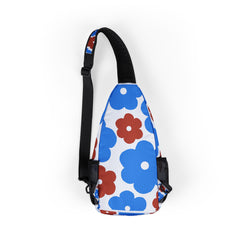 Floral Chest Bag — Blue & Red Flower Sling Bag
