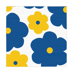 Blue & Yellow Floral Tablecloth — Retro Daisy Print for Kitchen, Picnics & Spring Decor