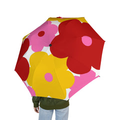 Foldable Umbrella — Bright Retro Floral Pattern (Semi-Automatic)