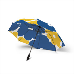 Blue & Yellow Floral Compact Rain Umbrella