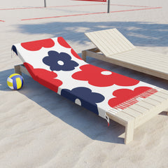 Floral Beach Towel - Red & Navy Floral Fringe Throw