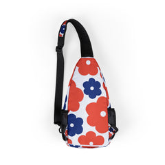 Floral Sling Chest Bag — Red & Navy Flower Crossbody