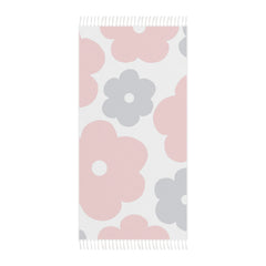 Floral Beach Towel - Red & Navy Floral Fringe Throw