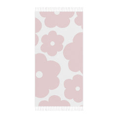 Floral Beach Towel — Red Flower Pattern Turkish Throw