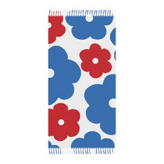 Floral Beach Towel – Red & Blue Turkish Throw