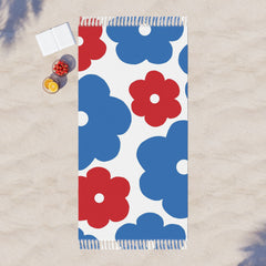 Floral Beach Towel – Red & Blue Turkish Throw