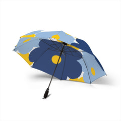 Foldable Umbrella — Blue & Yellow Floral Compact Rain Parasol