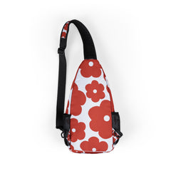 Red Flower Pattern Chest Bag – Floral Sling Crossbody Pack