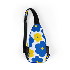 Floral Sling Chest Bag – Blue & Yellow Flower Crossbody