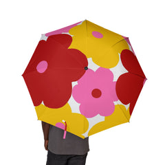 Foldable Umbrella — Bright Retro Floral Pattern (Semi-Automatic)