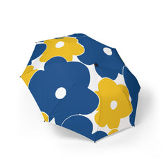 Blue & Yellow Floral Compact Rain Umbrella