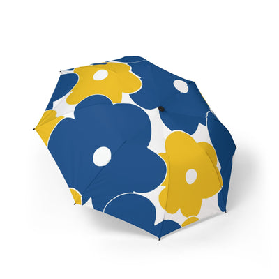 Blue & Yellow Floral Compact Rain Umbrella