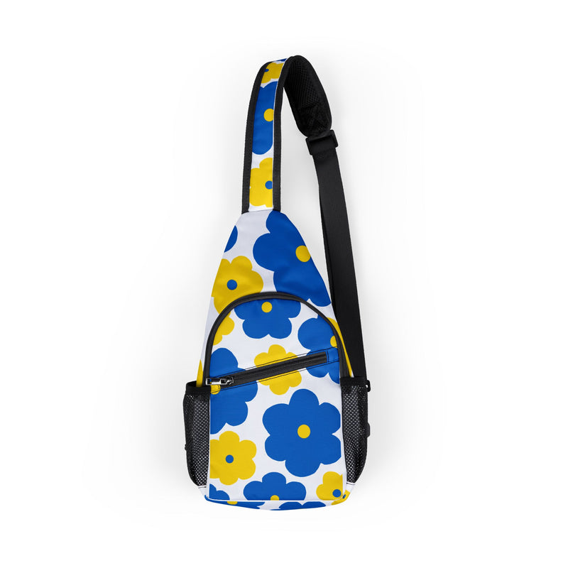 Floral Sling Chest Bag – Blue & Yellow Flower Crossbody