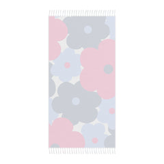 Floral Beach Towel — Pink & Blue Flower Fringe Towel